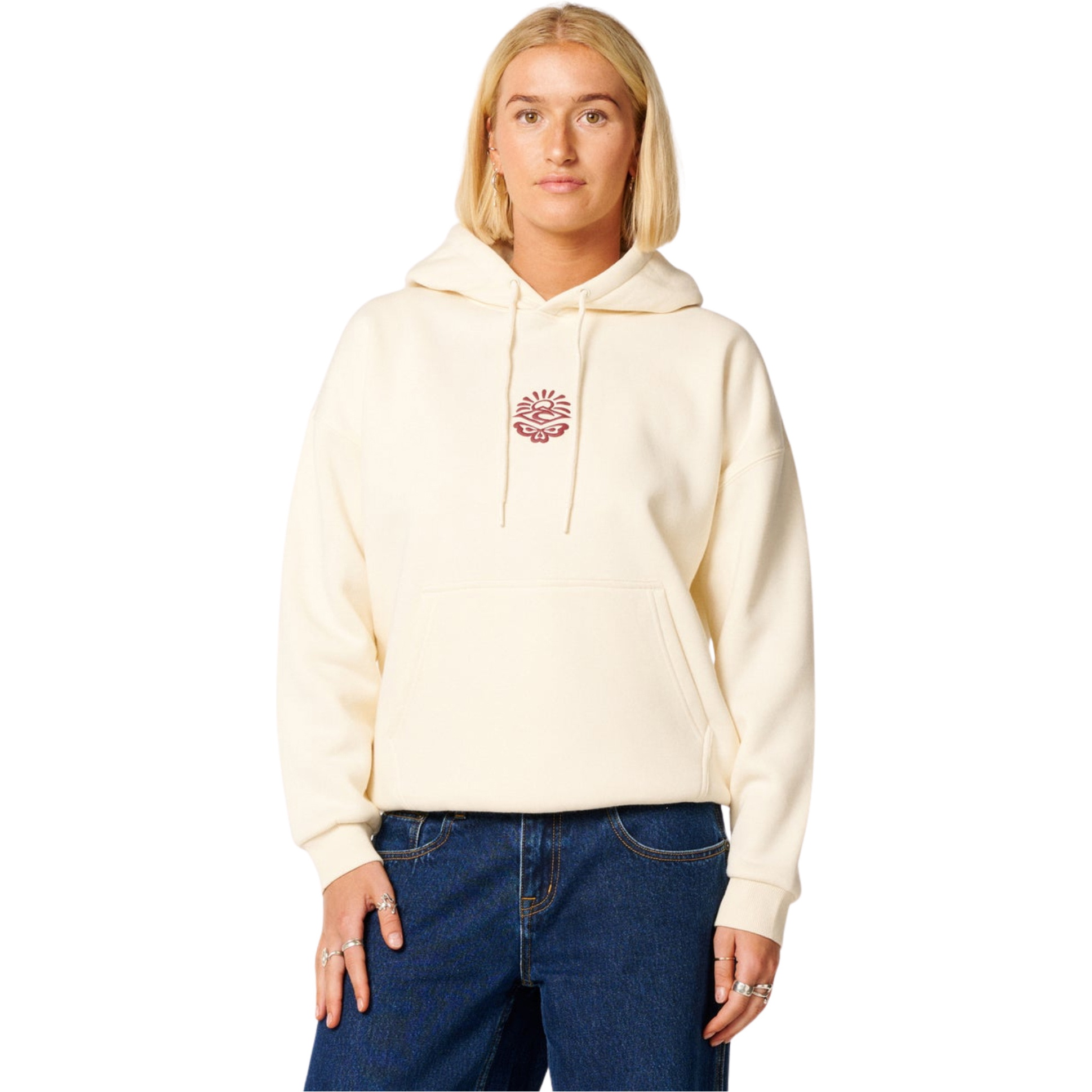 2026 Rip Curl Womens Icons Of Surf Heritage Hoodie 06NWFL - Bone / Dark Plum